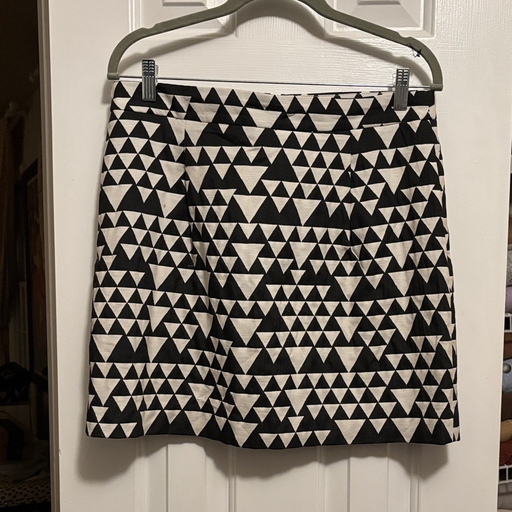 J. Crew Black and White Geometric A-Line Skirt